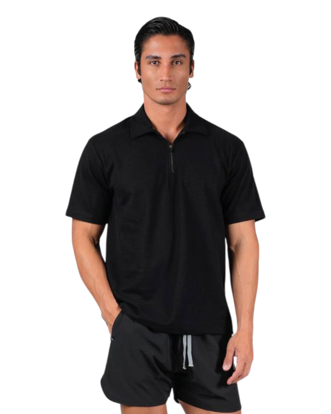 تیشرت نیم زیپ جودون pull & bear - مشکی